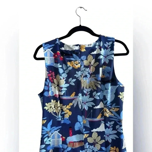 J.McLaughlin Sophia Print Knit Crew Neck Sleeveless Sheath Dress Size L - Picture 5 of 13